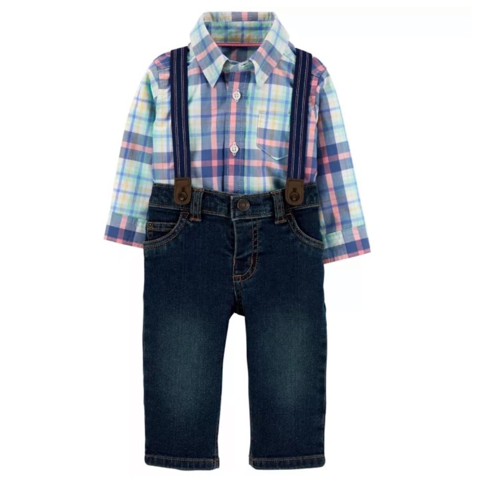 Baby Boy 3-Piece Plaid Dress Me Up Set